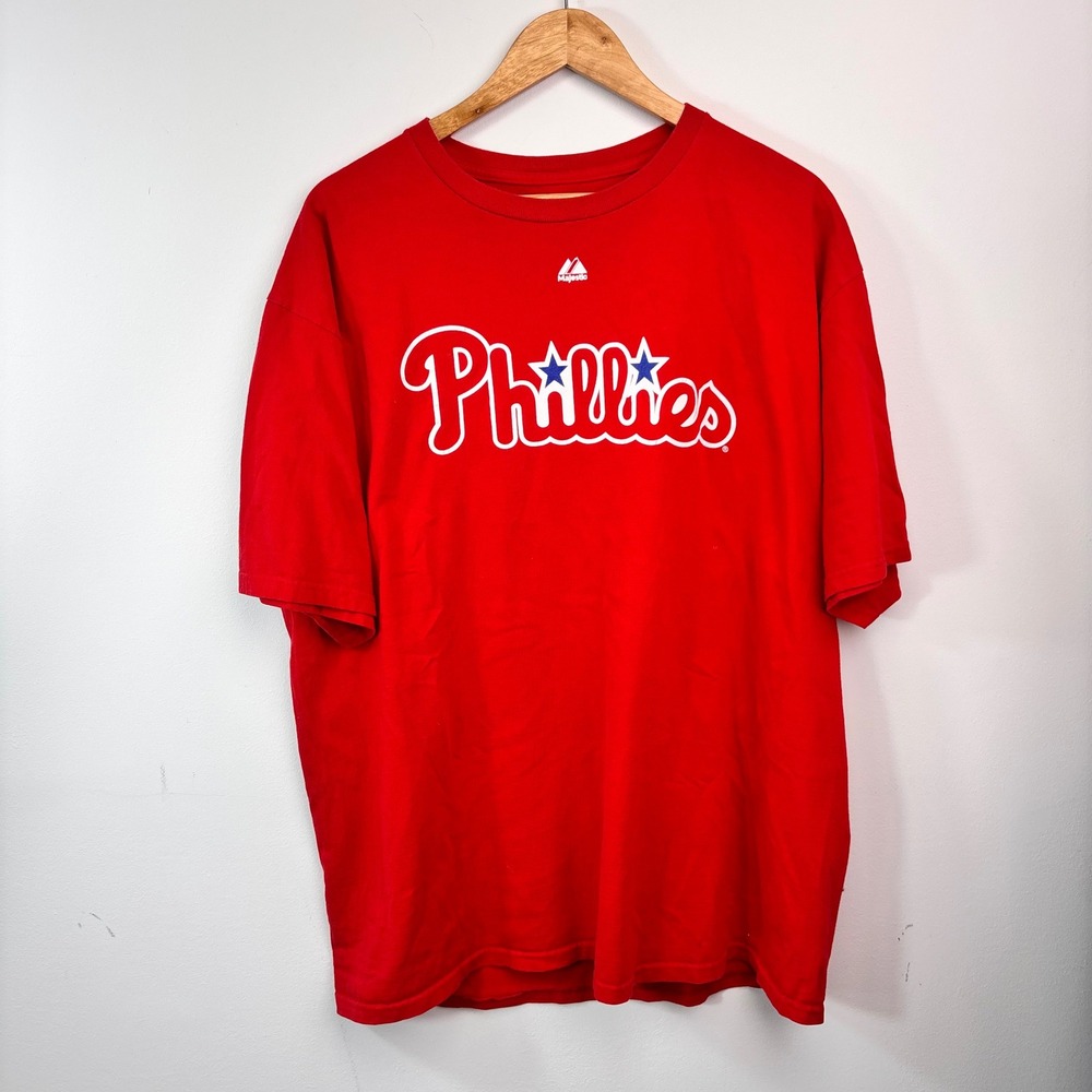 Philadelphia Phillies Vance Worley #49 Majestic T Shirt Red MLB Baseball XL